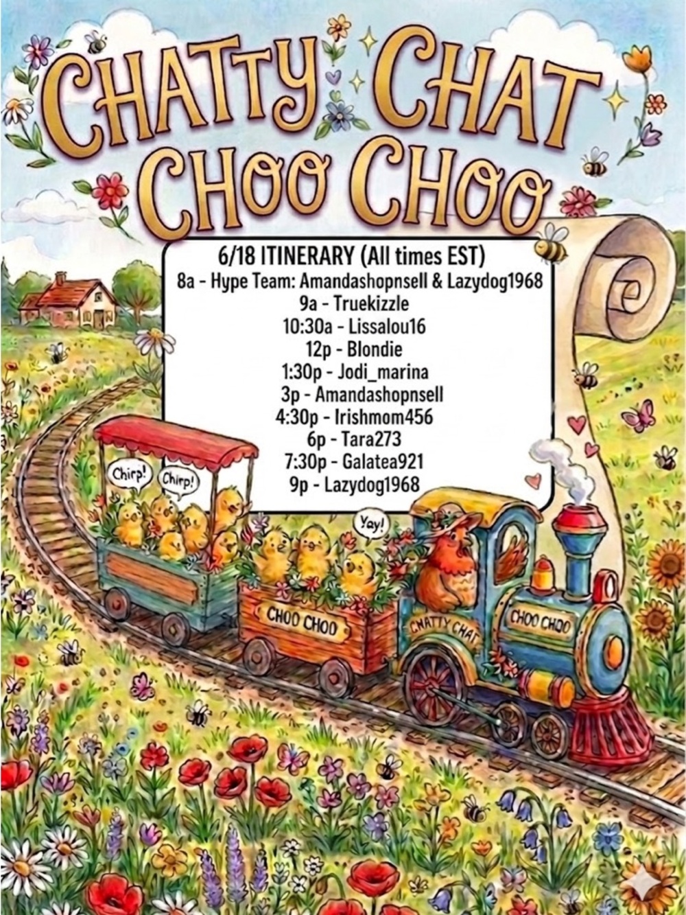 Chatty Chat Choo Choo Live Flyer 6/18